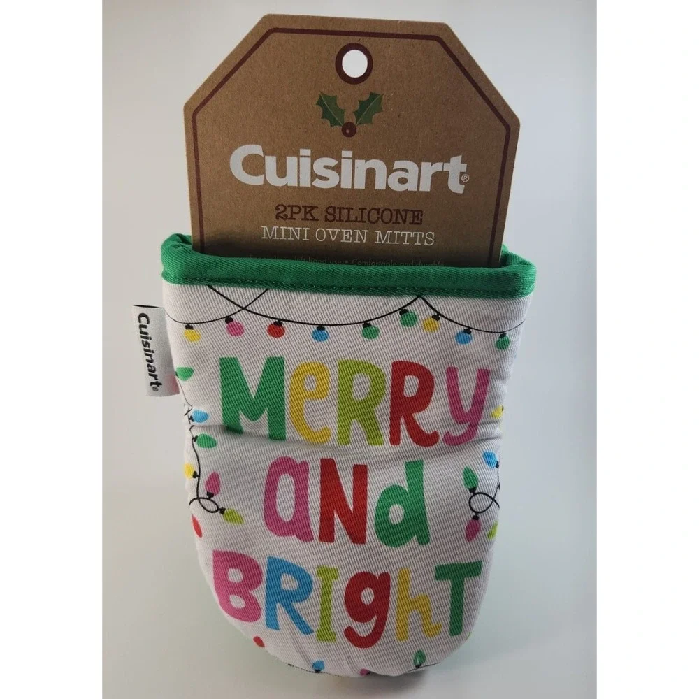 CUISINART Mini Oven Mitts Merry and Bright Christmas Theme‎ 2 Pack NEW
